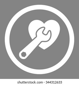 Heart Surgery vector icon. Style is flat rounded symbol, white color, rounded angles, gray background.