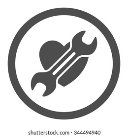 Heart Surgery vector icon. Style is flat rounded symbol, gray color, rounded angles, white background.