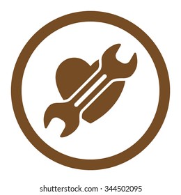 Heart Surgery vector icon. Style is flat rounded symbol, brown color, rounded angles, white background.