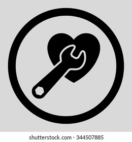 Heart Surgery vector icon. Style is flat rounded symbol, black color, rounded angles, light gray background.