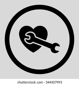 Heart Surgery vector icon. Style is flat rounded symbol, black color, rounded angles, light gray background.