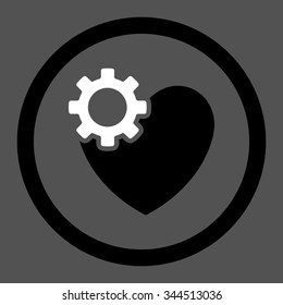 Heart Surgery vector icon. Style is bicolor flat rounded symbol, black and white colors, rounded angles, gray background.