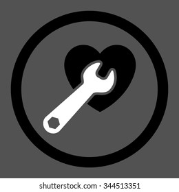 Heart Surgery vector icon. Style is bicolor flat rounded symbol, black and white colors, rounded angles, gray background.