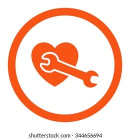 Heart Surgery vector icon. Style is flat rounded symbol, orange color, rounded angles, white background.