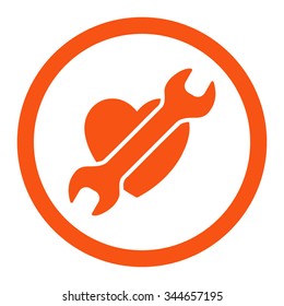 Heart Surgery vector icon. Style is flat rounded symbol, orange color, rounded angles, white background.