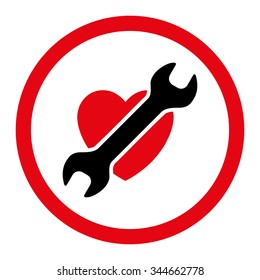Heart Surgery vector icon. Style is bicolor flat rounded symbol, intensive red and black colors, rounded angles, white background.