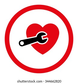 Heart Surgery vector icon. Style is bicolor flat rounded symbol, intensive red and black colors, rounded angles, white background.