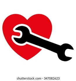 Heart Surgery vector icon. Style is bicolor flat symbol, intensive red and black colors, rounded angles, white background.