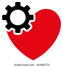 Heart Surgery vector icon. Style is bicolor flat symbol, intensive red and black colors, rounded angles, white background.