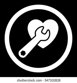 Heart Surgery vector icon. Style is flat rounded symbol, white color, rounded angles, black background.