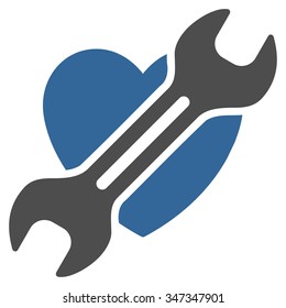 Heart Surgery vector icon. Style is bicolor flat symbol, cobalt and gray colors, rounded angles, white background.