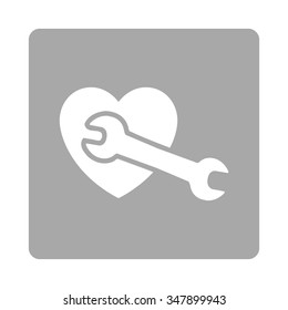 Heart Surgery vector icon. Style is flat rounded square button, white and silver colors, white background.