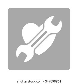 Heart Surgery vector icon. Style is flat rounded square button, white and silver colors, white background.