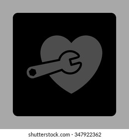 Heart Surgery vector icon. Style is flat rounded square button, gray and black colors, silver background.