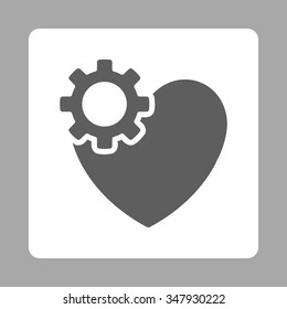 Heart Surgery vector icon. Style is flat rounded square button, dark gray and white colors, silver background.