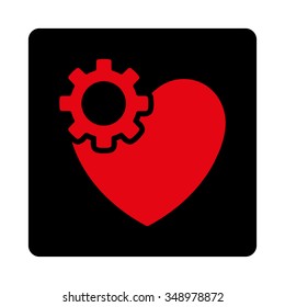 Heart Surgery vector icon. Style is flat rounded square button, intensive red and black colors, white background.