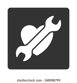 Heart Surgery vector icon. Style is flat rounded square button, white and gray colors, white background.