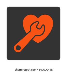 Heart Surgery vector icon. Style is flat rounded square button, orange and gray colors, white background.