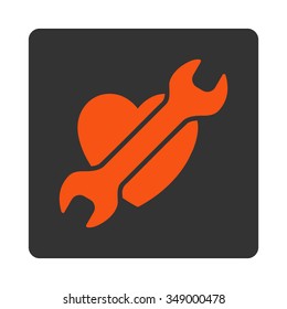 Heart Surgery vector icon. Style is flat rounded square button, orange and gray colors, white background.
