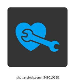 Heart Surgery vector icon. Style is flat rounded square button, blue and gray colors, white background.