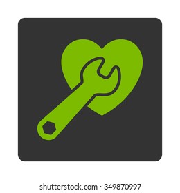 Heart Surgery vector icon. Style is flat rounded square button, eco green and gray colors, white background.