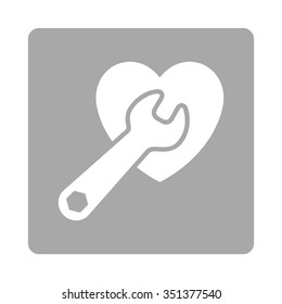 Heart Surgery vector icon. Style is flat rounded square button, white and silver colors, white background.