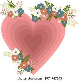 heart surrounded by flowers and leaves