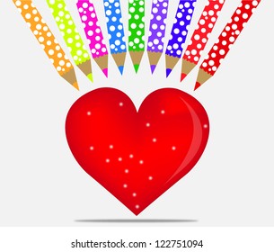 Heart surrounded with a pencil.