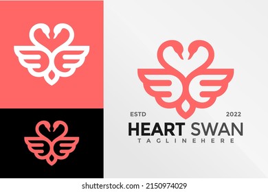Heart Swan Logo Design Vector illustration template
