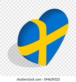 Heart of Sweden flag colors isometric icon 3d on a transparent background vector illustration