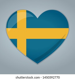 heart with sweden flag isolated vector symbol illustration