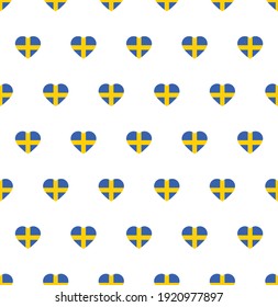 heart Sweden  flag seamless pattern.  Sweden  flag texture vector 