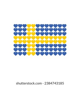 heart Sweden flag. Simple vector Sweden flag