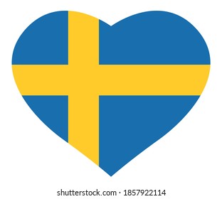 Heart with the swedish flag / vector, isolated