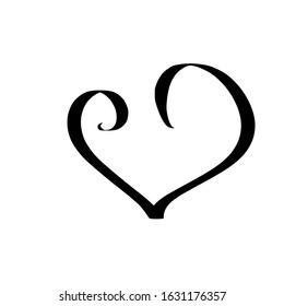 Heart sweet illustration hand drawn in line art style. Banner for Valentines. love symbol. Wedding concept. Abstract shape. Stock vector design element for any engagement. Isolated on white background
