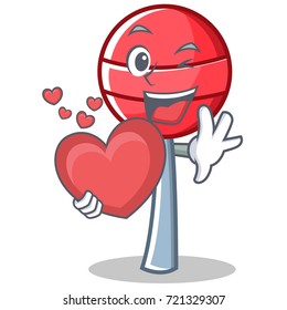 With heart sweet lollipop character cartoon