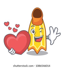 With heart swim fin mascot cartoon