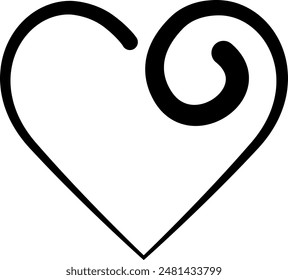 Heart swirl isolated on white background. Vector illustration.