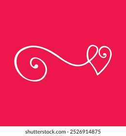 a heart with a swirl on it that says love, on a red background.