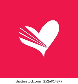 a heart with a swirl on it that says love, on a red background.