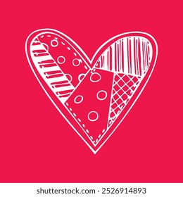 a heart with a swirl on it that says love, on a red background.