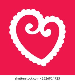 a heart with a swirl on it that says love, on a red background.