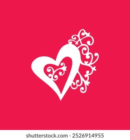 a heart with a swirl on it that says love, on a red background.