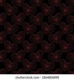 heart swirl seamless pattern. wrapping paper, fabric, background, wallpaper. sketch hand drawn doodle. vector. love, valentines day.
