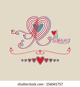 heart with swirls decorative design emblem of love linear