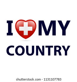 Heart with Swiss flag colors. I Love My Country - Switzerland