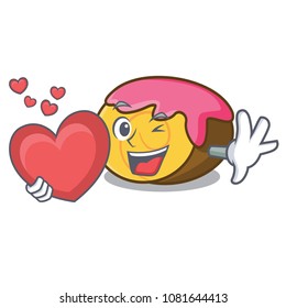 With heart swiss roll mascot cartoon