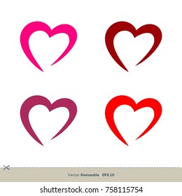 Heart Swoosh Love Icon Vector Logo Template Illustration Design. Vector EPS 10.