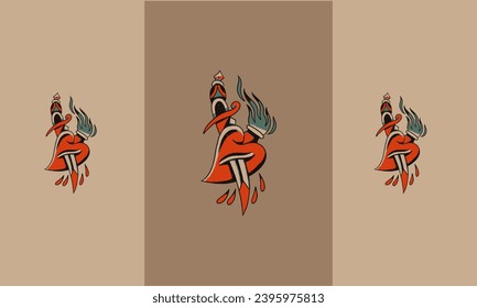 heart and sword vector flat design