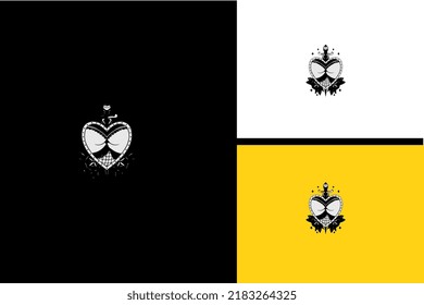 heart and sword vector illustration black and white